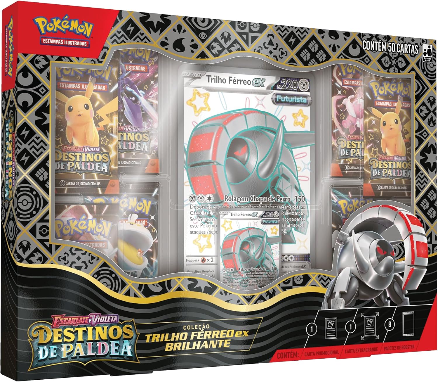 Box Destinos de Paldea Trilho Férreo EX Brilhante, Cor: Estampado - Copag