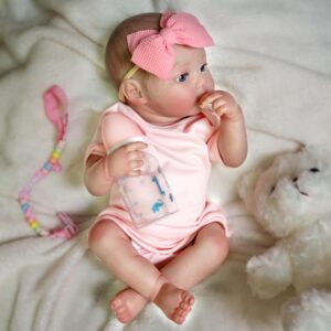 Brastoy Bebê Reborn Boneca Pintado Silicone Realista Menina Rosa Original (48cm Rosa Boneca Pintada)