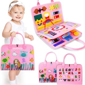 Brastoy Placa de Montessori Sensorial para Crianças Maleta Educativa Brinquedo (Rosa)