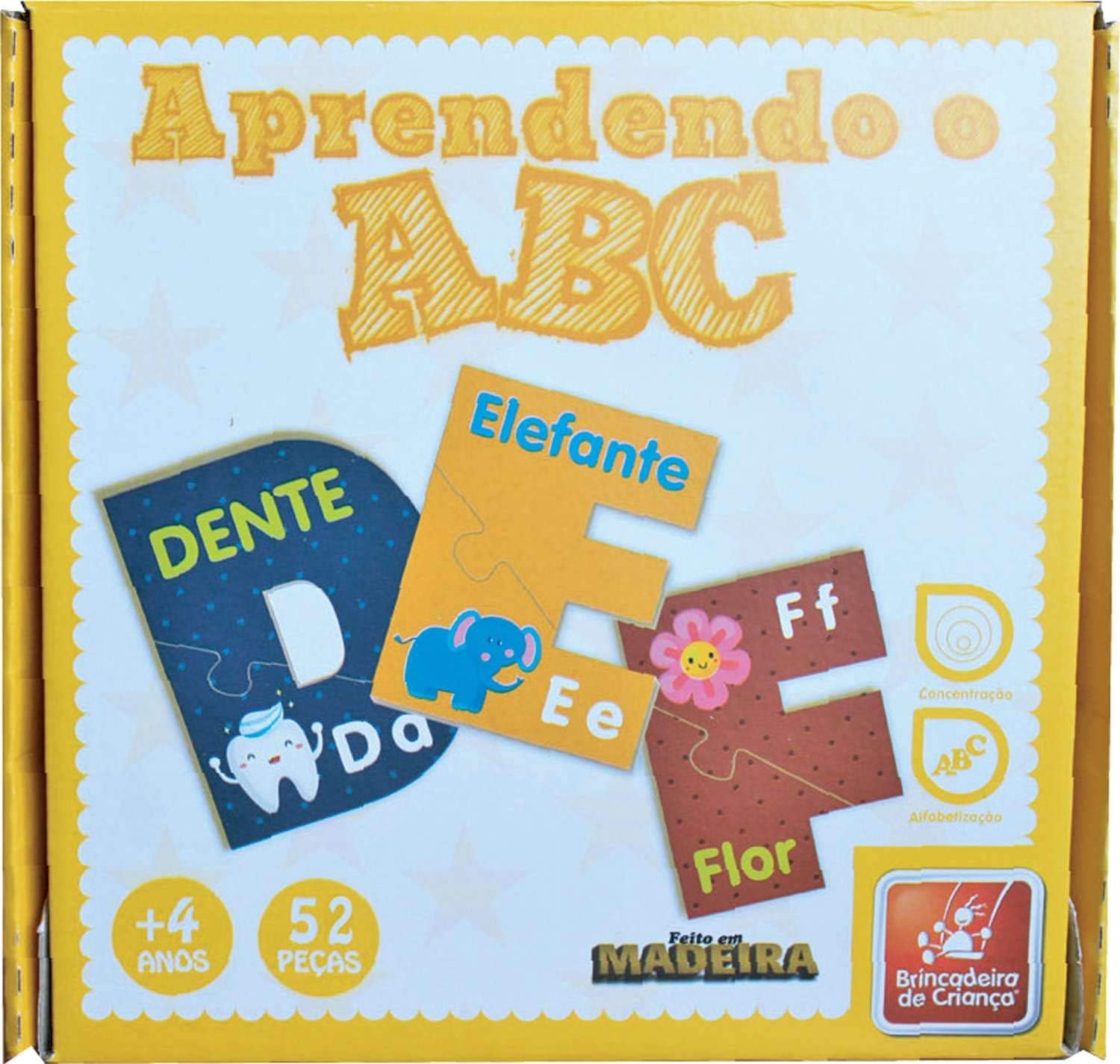 Brincadeira de Criança Brinquedo Pedagógico Madeira Aprendendo o Abc com 52 Peças, Multicor - Imagem 2