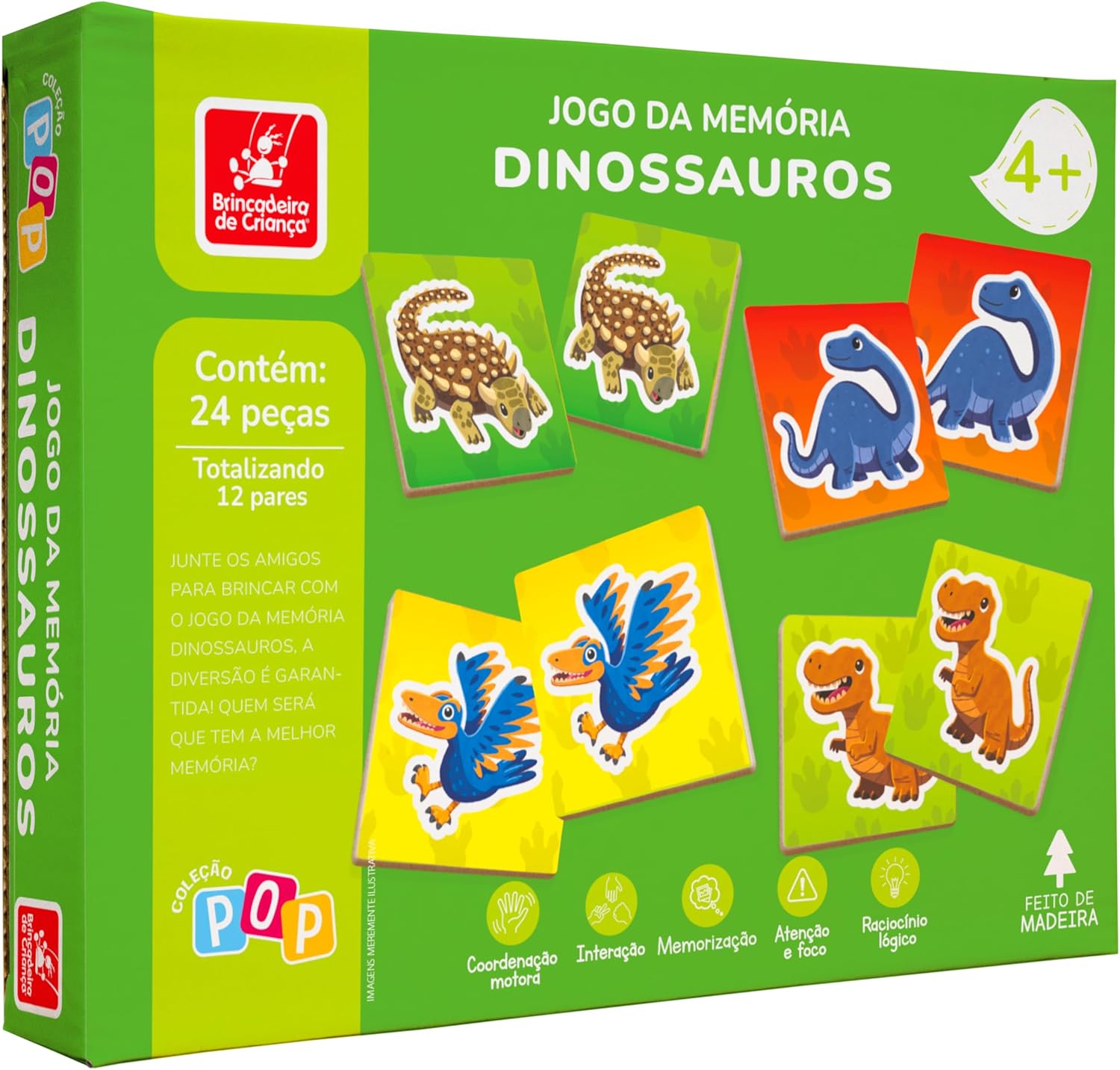 Brincadeira de Criança Jogo da Memória Infantil Madeira 24 Peças ...