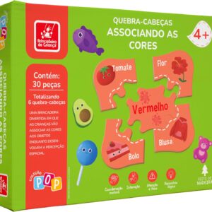 Brincadeira de Criança Quebra-Cabeça Infantil 30 Peças Madeira Associando as Cores