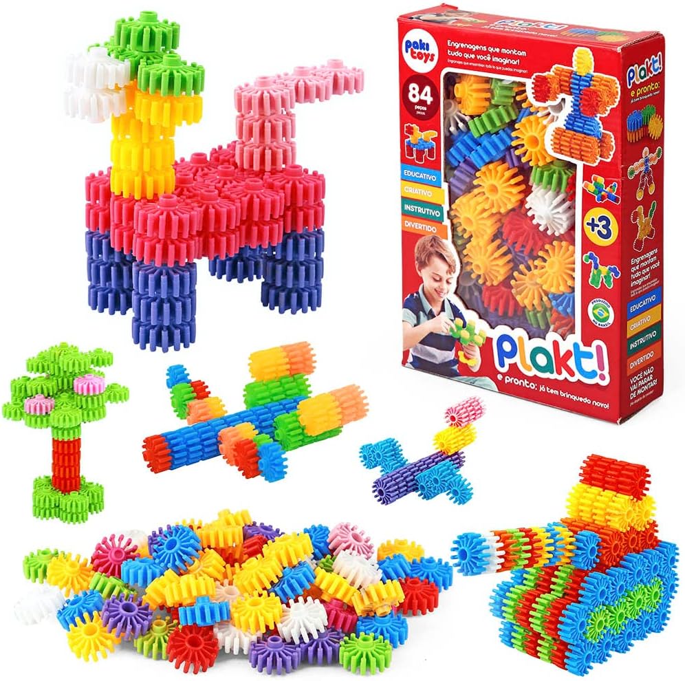 Brinquedo De Montar Encaixe Educativo Plakt Plukt Kit 184 Peças Criativo Colorido Presente Para Criança Infantil Pecinhas De Montar - Imagem 2
