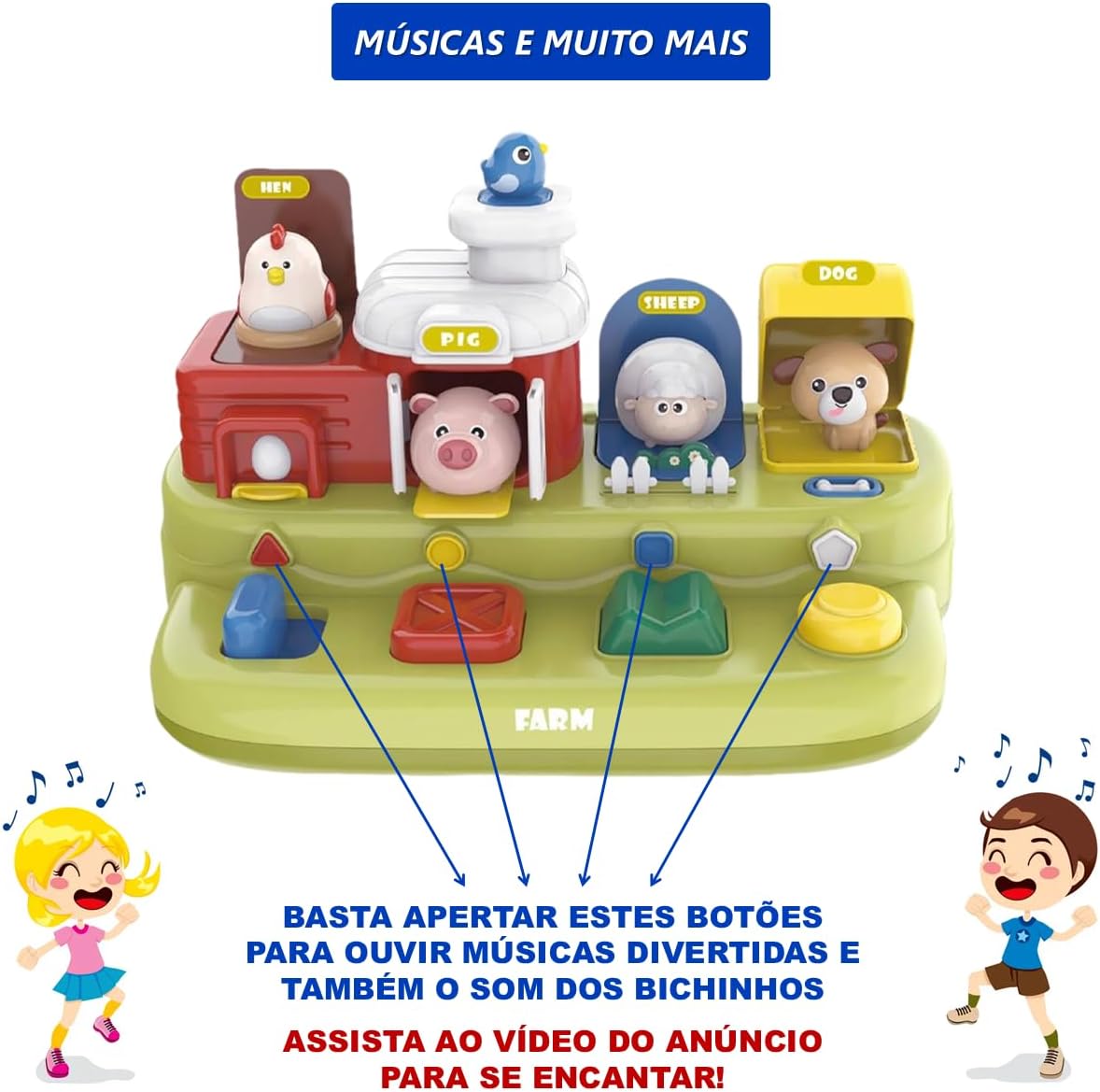 Brinquedo Educativo Interativo Infantil Fazenda Musical Pop Up Montessori Sensorial Desenvolvimento - Imagem 2