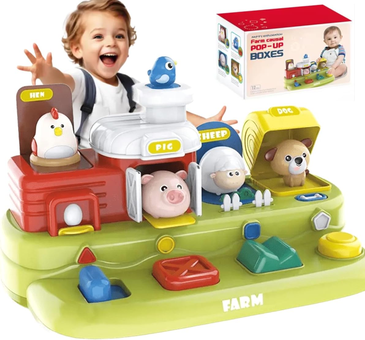 Brinquedo Educativo Interativo Infantil Fazenda Musical Pop Up Montessori Sensorial Desenvolvimento