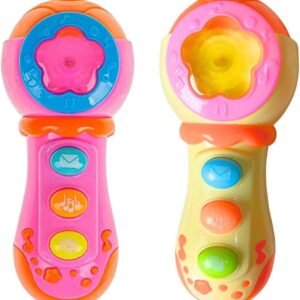 Brinquedo Microfone Musical Para Bebê Com Som E Luz (Amarelo)