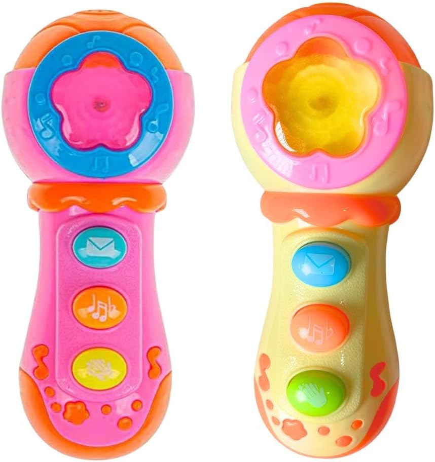 Brinquedo Microfone Musical Para Bebê Com Som E Luz (Amarelo)
