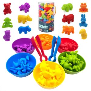Brinquedo Montessori Educativo Animais De Silicone Classificação Das Cores Pinça (Animais da Floresta)