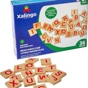 Brinquedo Pedagógico Madeira Brincando com As Letras 36 Peças Xalingo