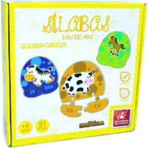 Brinquedo Pedagógico Madeira Silabas 48 Peças Brincadeira de Criança