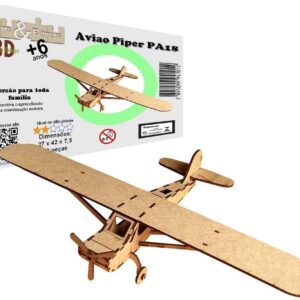 Brinquedo Quebra Cabeça 3D Avião Piper PA18 Mdf