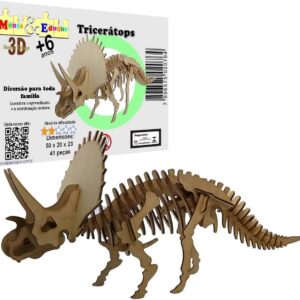 Brinquedo Quebra Cabeça 3D Dinossauro Tricerátops Mdf