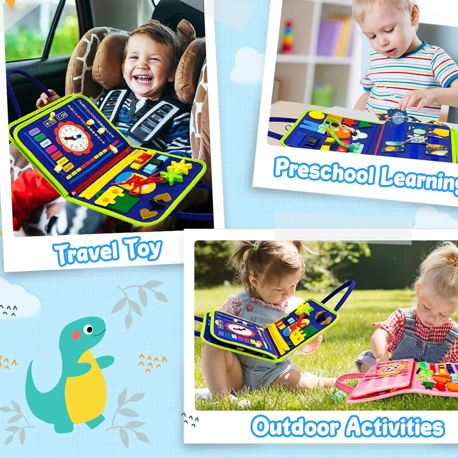 Brinquedos de tabuleiro ocupado para presentes de meninos e meninas de 1 a 4 anos, sensoriais para crianças, brinquedos educativos de viagem para autismo, para aprender habilidades motoras finas.