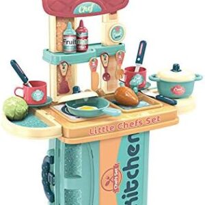 COZINHA INFANTIL 3 EM 1 KIT MALETA CHEF BRINQUEDO MC1006 (Verde)