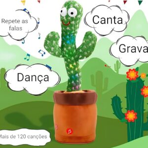 Cacto Dançante e Falante Um Brinquedo Educativo e Intuitivo Que Repete Grava Pisca e Toca Músicas Ideal Para Estimular e Entreter Bebês e Crianças PREMIUM