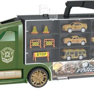 Caminhão Maleta Militar com 6 Carrinhos e Acessórios 54cm, DM Toys