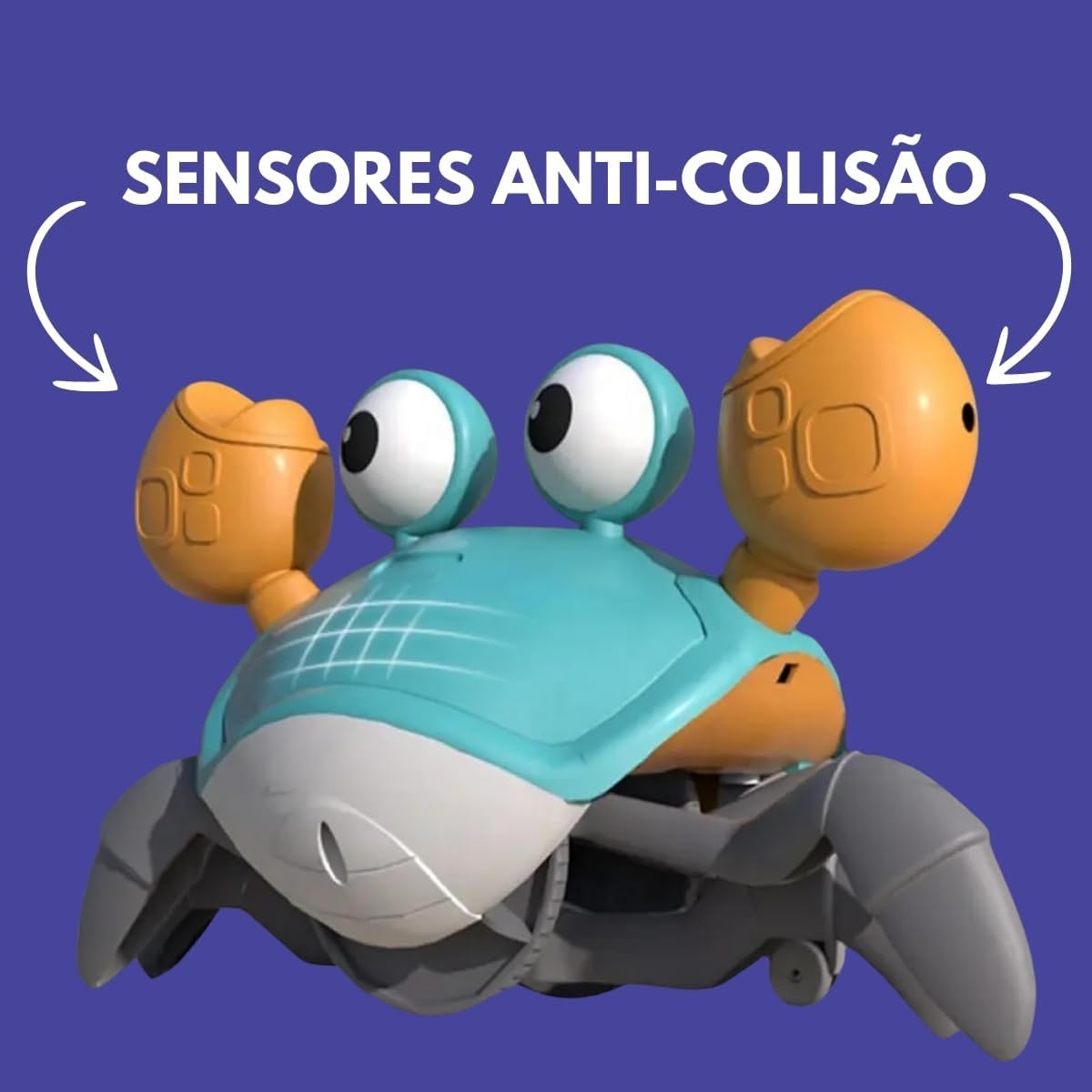 Caranguejo Fujão Brinquedo com Sensor e Interativo para Desenvolvimento Infantil Música Bebê Luzes Som Pilha (Verde) - Imagem 2