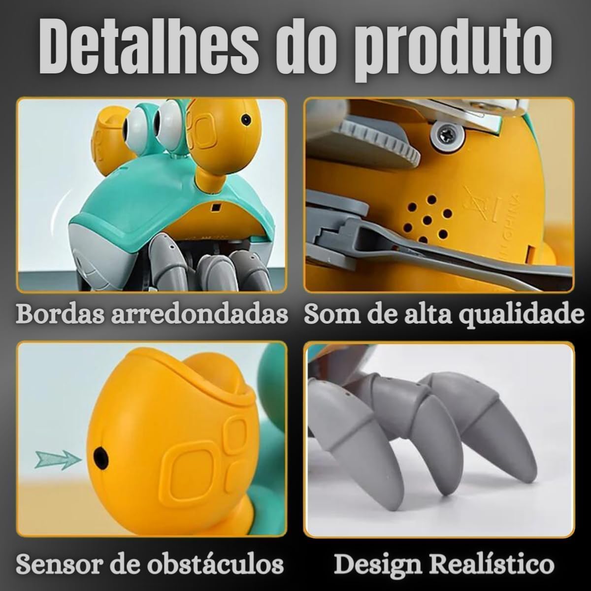 Caranguejo Fujão - Pega Caranguejo - Brinquedo Divertido com Música que Anda e Evita Obstáculos com Sensor para o Desenvolvimento do seu Bebê - Linha Premium - Imagem 2