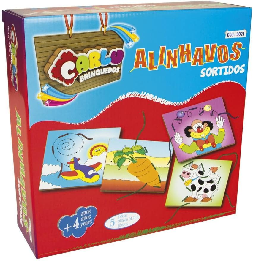 Carlu Brinquedos - Jogo Educativo, 4+ Anos, 05 Cadarços, Color Multicolorido, 3021