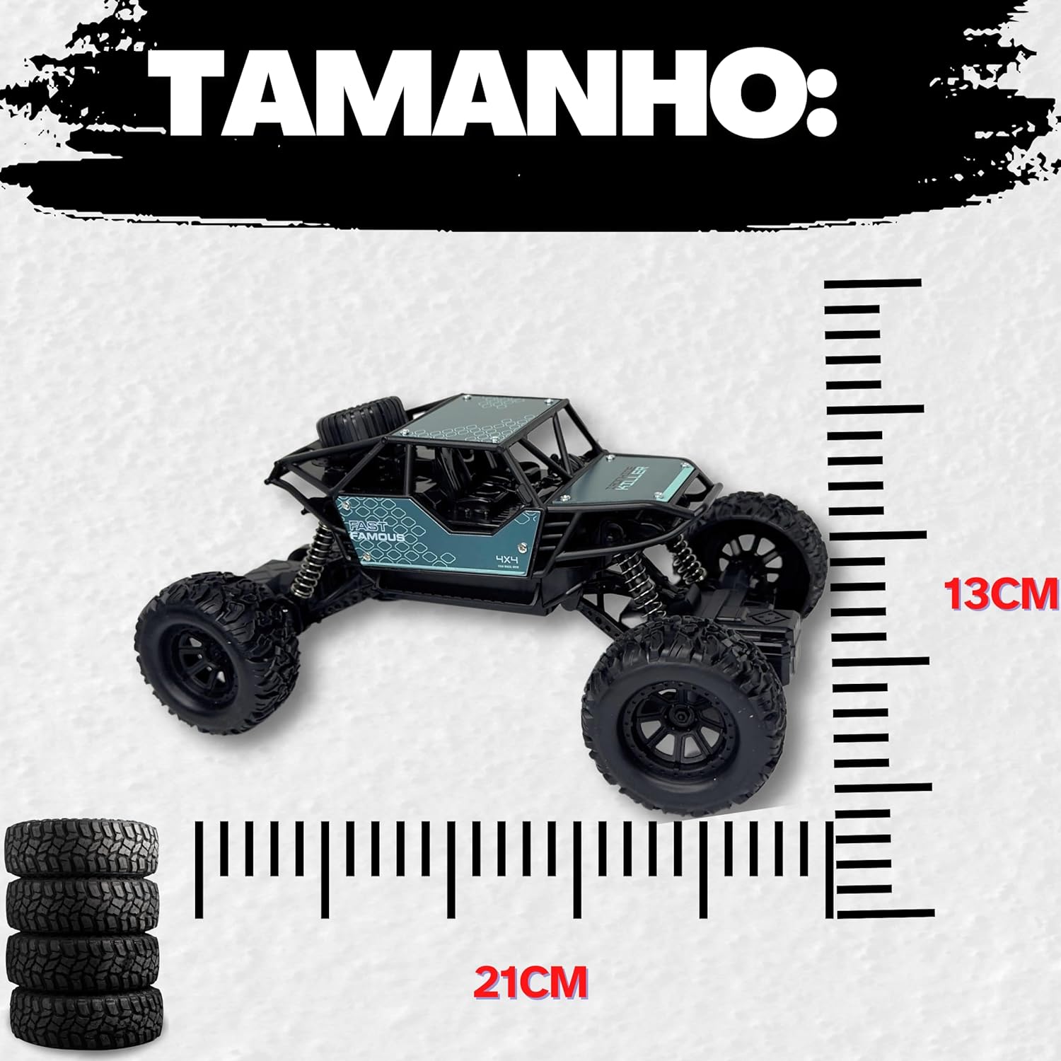 Carrinho Controle Remoto Recarregavel Off Road 4x4 Infantil Com Suspensão Grande e Bateria USB - Imagem 2