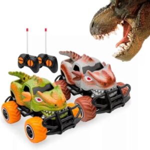 Carrinho De Controle Remoto Dinossauro Monster Big Foot 4x4 Novidade Presente Com Led Vermelho Material Premium - TYDA (MARROM)
