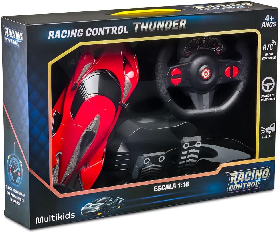 Carrinho Racing Control Thunder Vermelho Multikids - BR1644