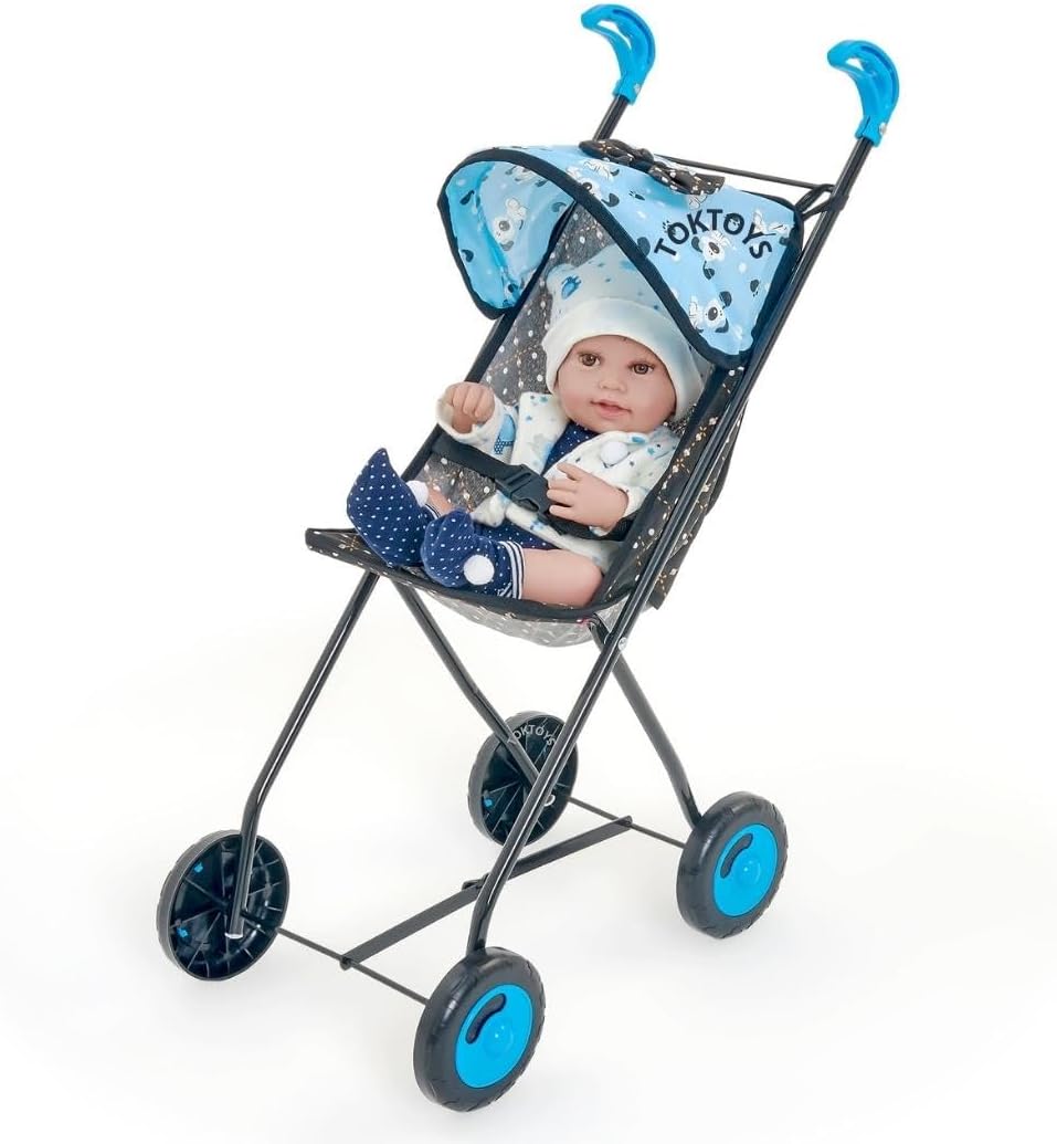 Carrinho de Boneca Bebê Reborn Semi Luxo Azul