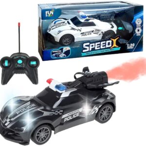 Carrinho que Solta Fumaça de Polícia Brinquedo com Luz Controle Remoto 6 Funções