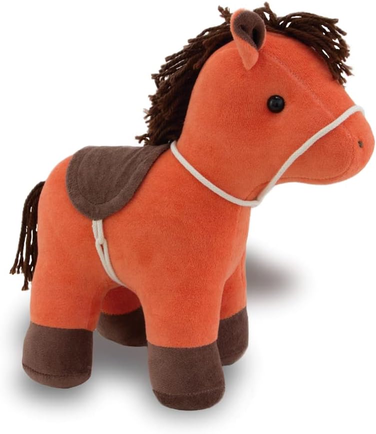 Cavalo de Pelúcia Faísca Laranja 30cm Decoração Infantil Fazendinha