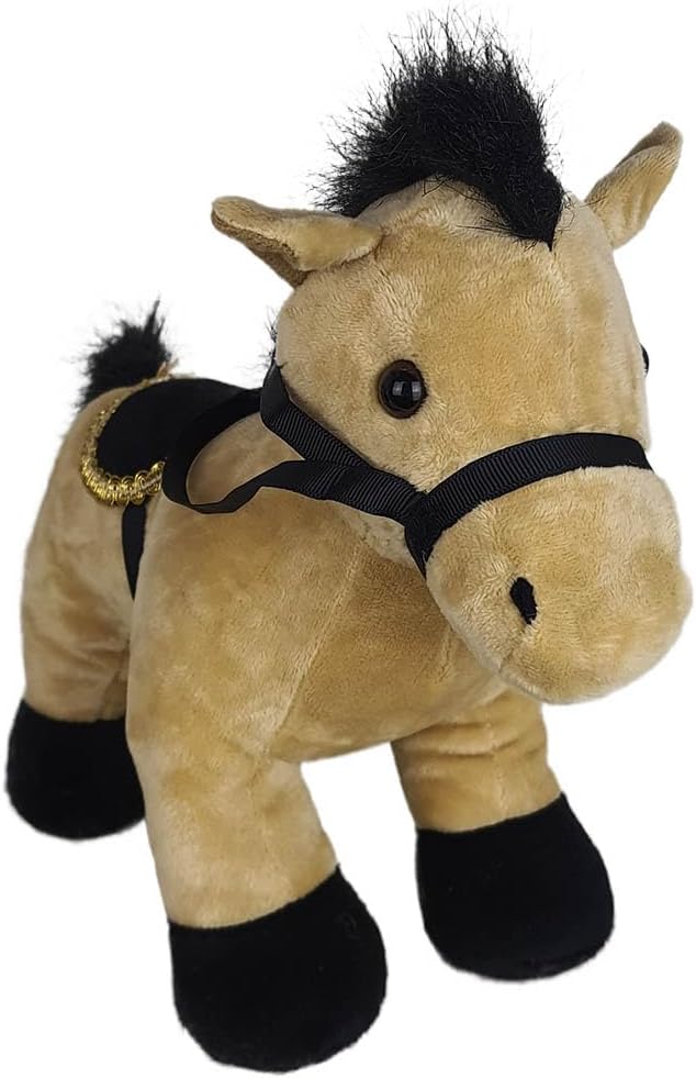 Cavalo de Pelúcia Sela Bege em Pé