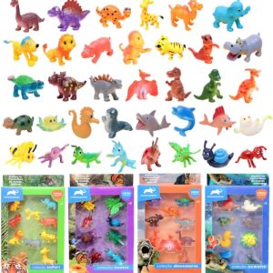 Coleção com 36 Animais de Plástico Caixa Animal Planet Safari Marinhos Dino Insetos
