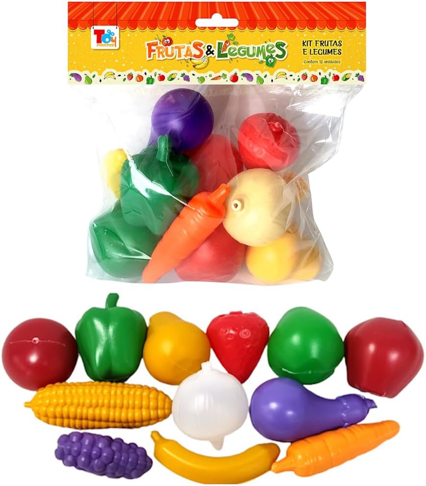 Combo de Verduras Legumes Frutas Infantil Brinquedo 12 Peças Cozinha para Crianças Faz de Conta