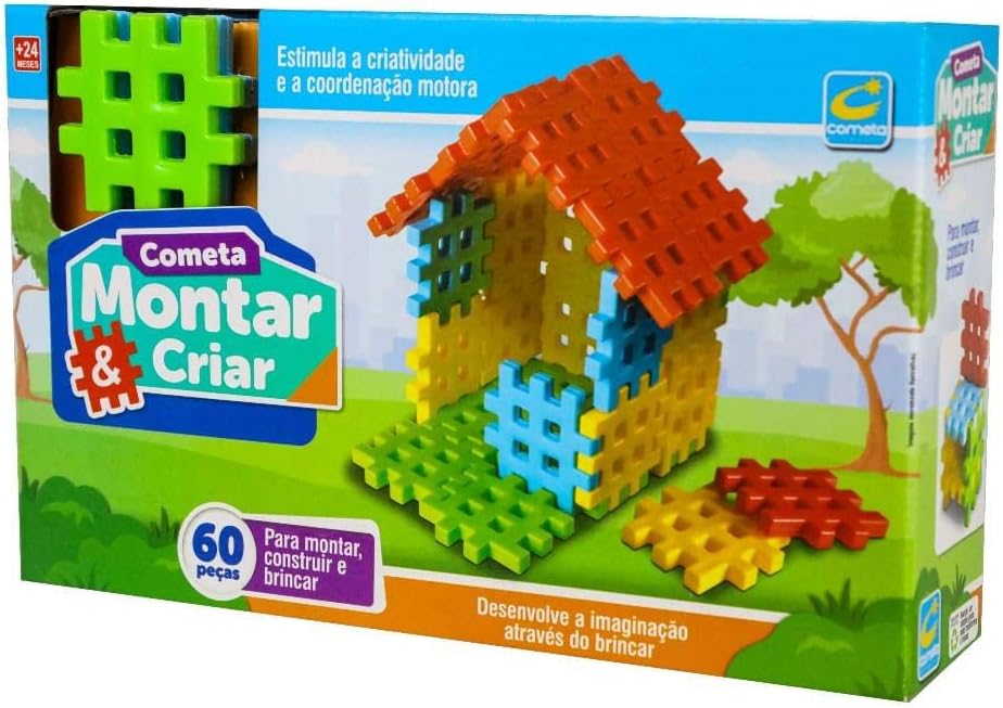 Cometa Brinquedos, Brinquedo Educativo, Blocos Montar e Criar, com 60 peças, Colorido - Imagem 2