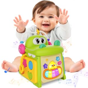 Cubo 8 em 1 Crocodilo Musical Infantil - Brinquedo Educativo Interativo para Crianças, Estimula Habilidades de Reconhecimento de Formas e Cores - MJ BRANDS