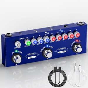 Cuvave cube baby Baixo/bass pedaleira，Com 26 portas, 7 sintonizadores modulares ajuste de excitação/equalização/efeito de compressão/efeito periférico/efeito espacial/IR/TUNER, Gravável e recarregável