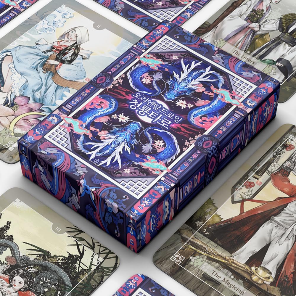 DAMY DREAM Korea Oriental Drawing Tarot Card, 78 Tarot Deck Blue Dragon Edition - Imagem 2