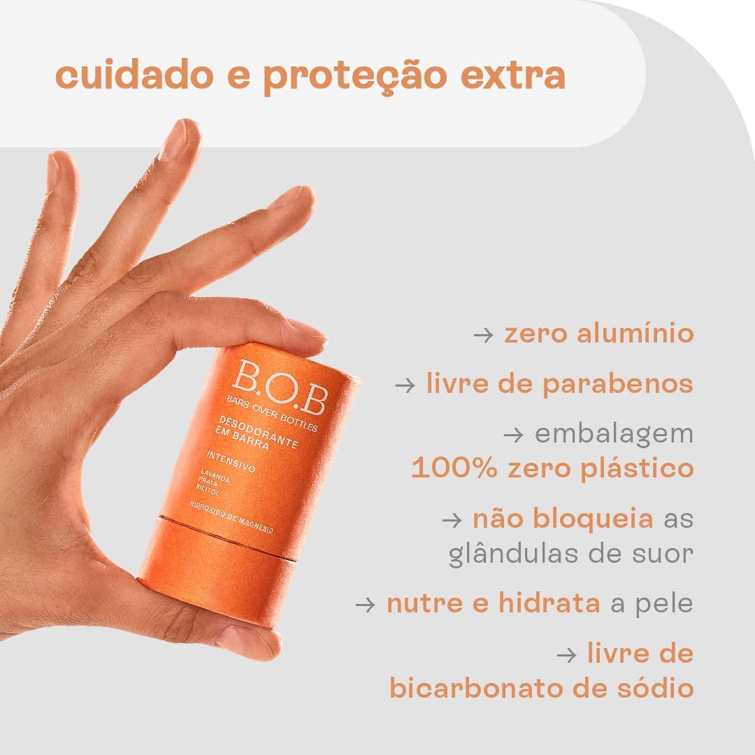 Desodorante Alta Proteção Intensivo em Barra B.O.B | Natural, vegano, livre de crueldade, sustentável, livre de plástico, waterless, 0% álcool, livre de alumínio - Imagem 2