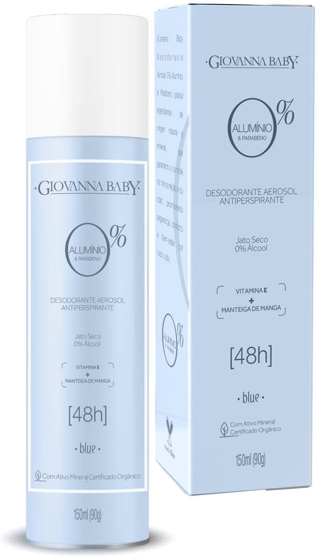 GIOVANNA BABY Desodorante Aerosol Giovanna Baby Blue 0% Aluminio & Parabeno -Jato Seco 48H 0% Álcool Vitamina E + Manteiga De Manga-150Ml