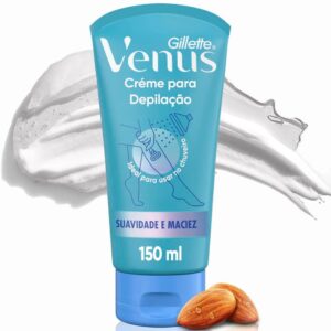 Gillette Venus Creme para Depilação com Óleo de Amêndoas, Ideal para Depilar com Aparelho de Depilação no Chuveiro, 150mL