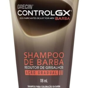 Grecin Control GX Shampoo para Barba, Redutor de Grisalhos, Ação Gradual, Aparência Natural, 118ml