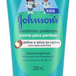 Johnson's Baby Creme Para Pentear Infantil Para Cabelos Crespos Blackinho Poderoso, 200ml