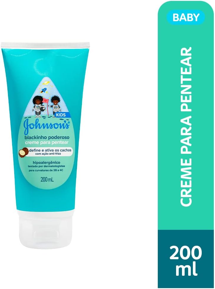 Johnson's Baby Creme Para Pentear Infantil Para Cabelos Crespos Blackinho Poderoso, 200ml - Imagem 2