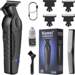 KEMEI Aparador de cabelo/barba profissional 2299 para barbeiro com lâmina T, recarregável sem fio
