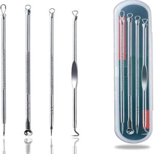 Kit com 4 Peças Removedor Extrator de Cravos e Espinhas com Estojo