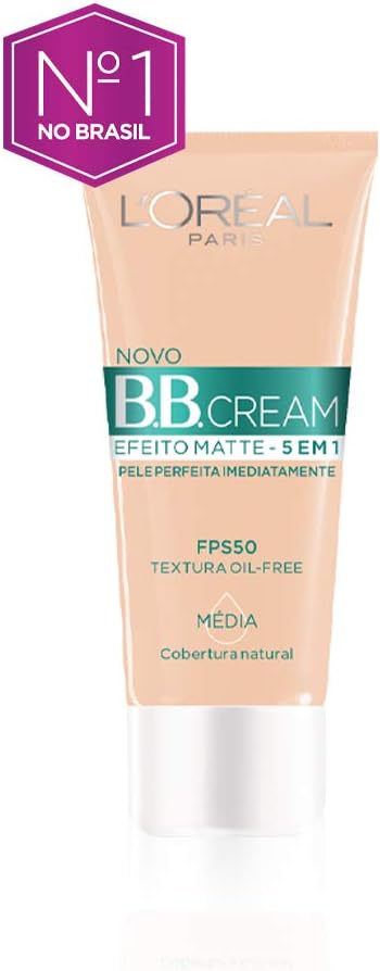 L'Oréal Paris Base BB Cream Efeito Matte Cor Média Fps 50, 30ml