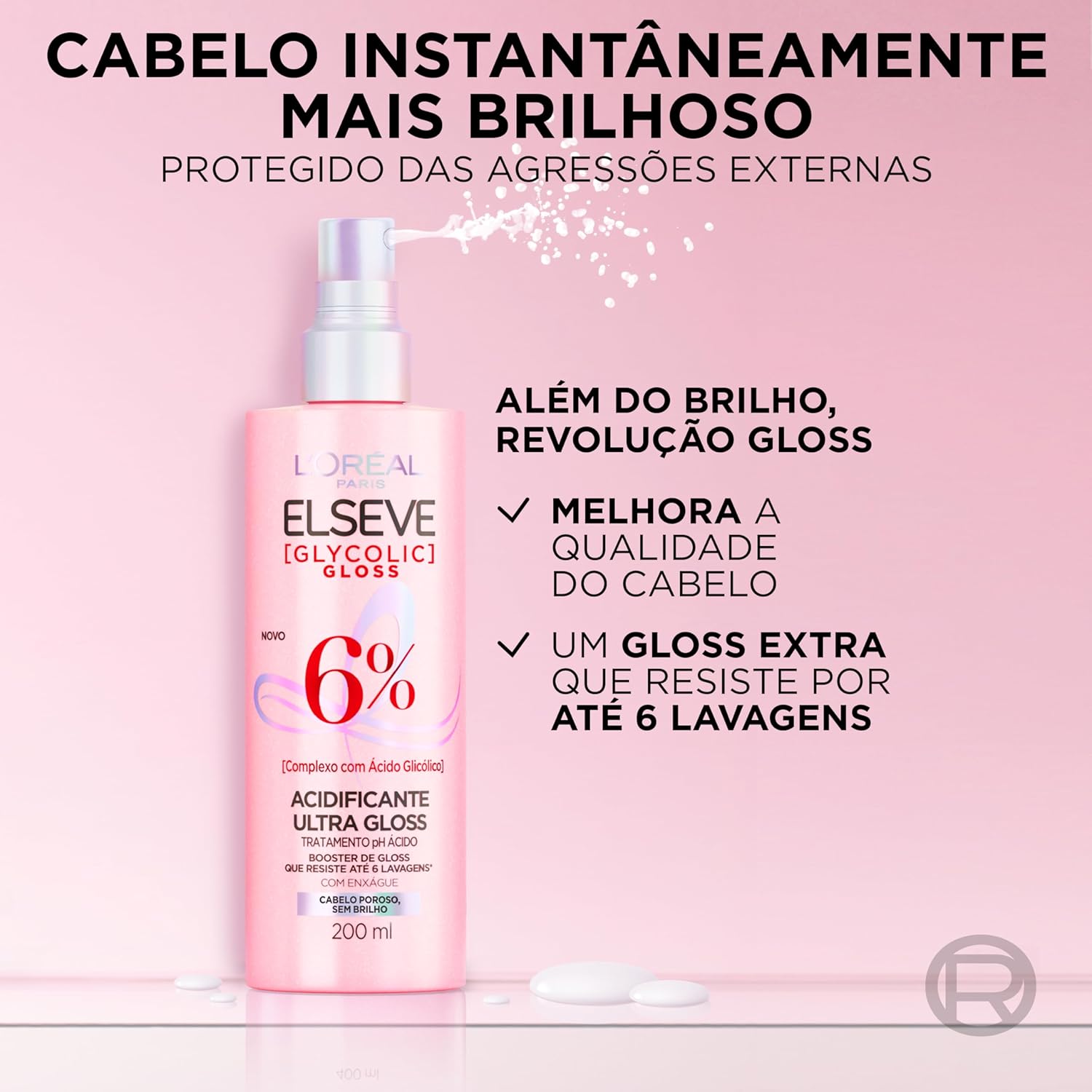 L'Oréal Paris Elseve Acidificante Capilar Glycolic Gloss, Brilho Durador Resiste por até 6 Lavagens, 200ml - Imagem 2