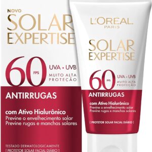 L'Oréal Paris Protetor Solar Facial Antirrugas FPS60 com Ativo Hialurônico Solar Expertise, 40g