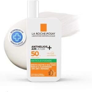 La Roche-Posay, Anthelios Airlicium, Protetor Solar Facial Antioleosidade Sem Cor, Reduz e Controla a Oleosidade, FPS50, Textura Fluida Ultra Leve, 40ml