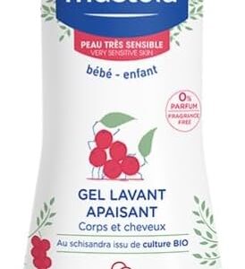 Mustela Gel Lavante Calmante 300ml para Pele Muito Sensível ou Sensibilizada – Sabonete Líquido Corpo e Cabelo para Bebês e Crianças - Sem fragrância - feito com 98% de ingredientes de origem natural