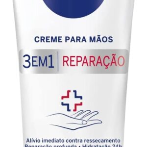 NIVEA Creme para Mãos Reparação com Dexpanthenol 75g - Creme de Mãos que oferece alívio imediato do ressecamento e hidrata por 24h, com poderoso ativo Dexpanthenol e ainda cabe na bolsa